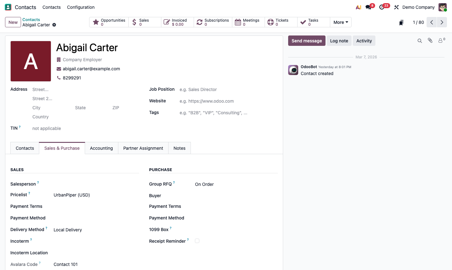 Step 4: Sales & Purchase tab with default settings