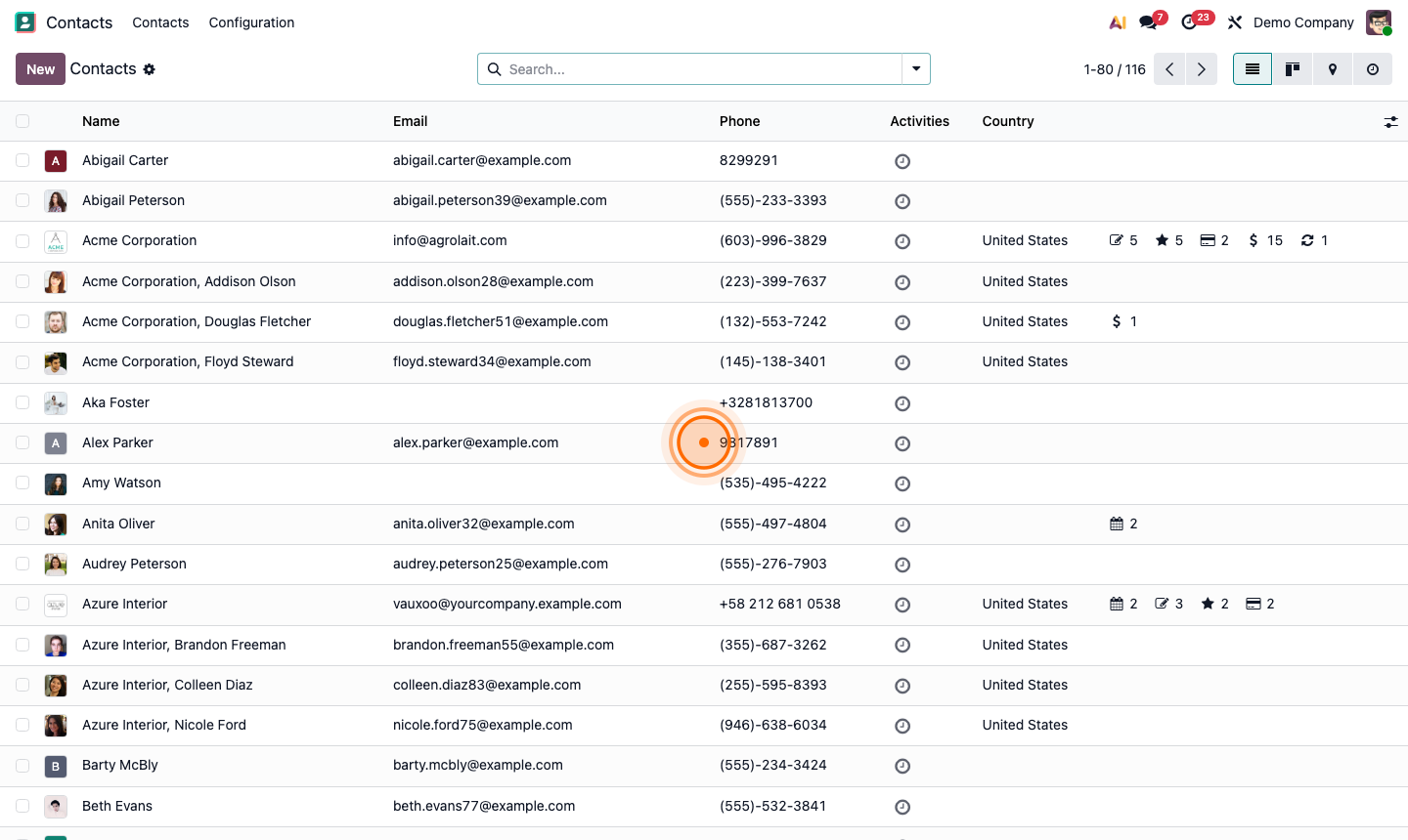 Step 3: Contacts list filtered by tag showing search bar with tag filter applied